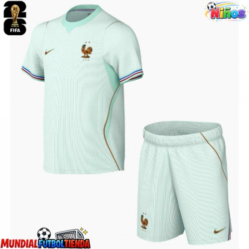 Camiseta Francia Segunda Equipación Replica Mundial 2026 para niños mangas cortas (+ Pantalones cortos)